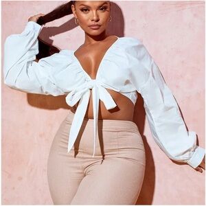 PrettyLittleThing White Crop Top